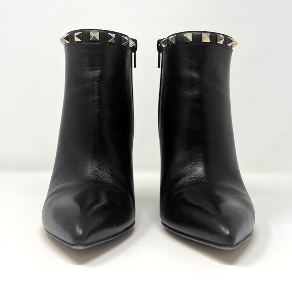 Valentino Garavani Black Rockstud Leather Ankle Boots – Size 37.5 - Picture 4 of 10
